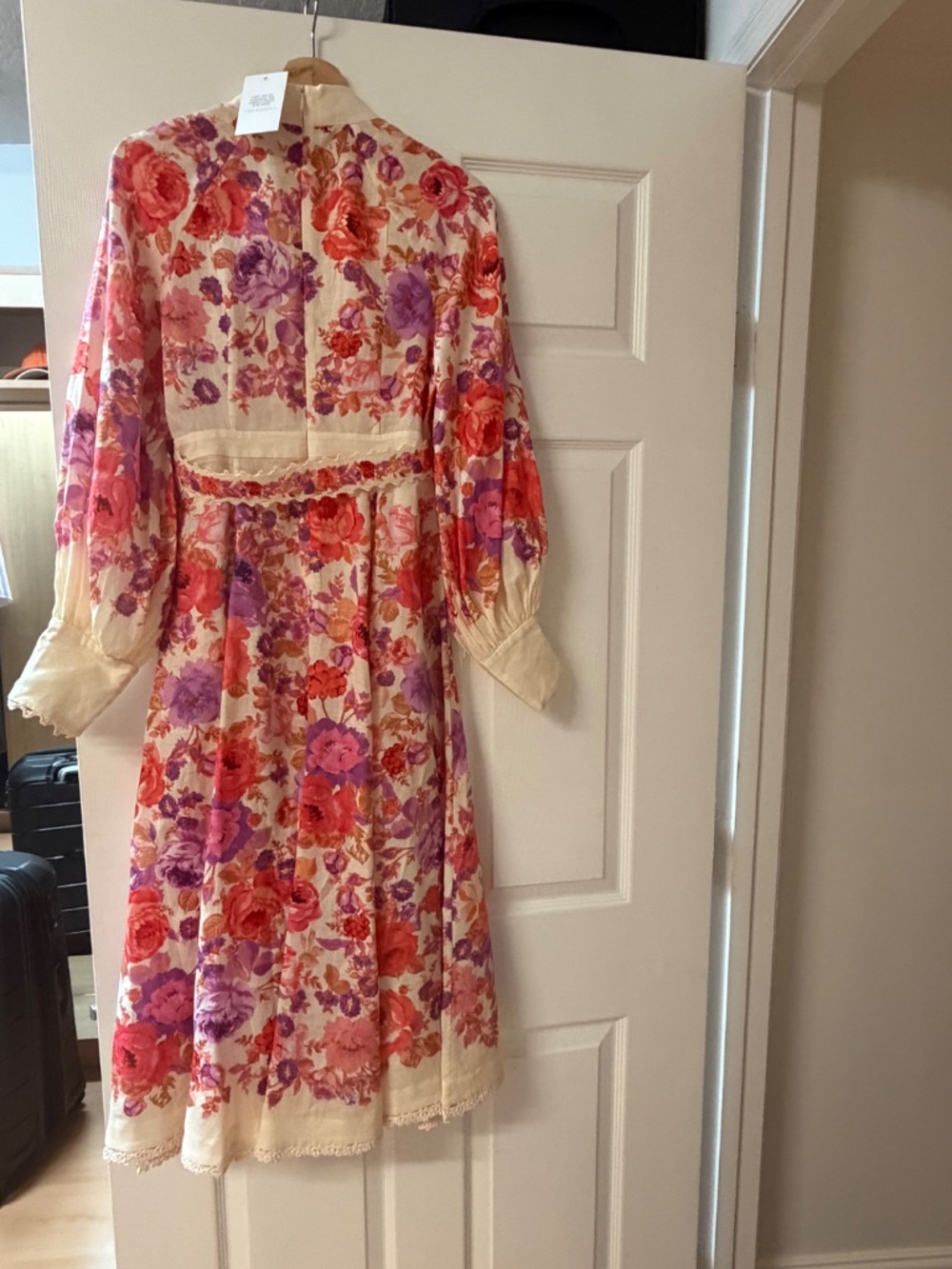 NWT Zimmermann Raie Midi Dress Purple Red Floral | Size 6us - Picture 2 of 12